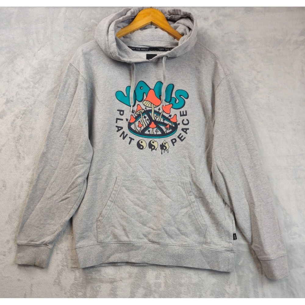 VANS Men's Medium Mushroom Planet Peace Gray Pullover Hoodie